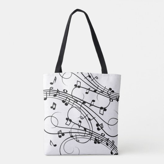 Fancy notities wit muziekontwerp tote bag (Achterkant)