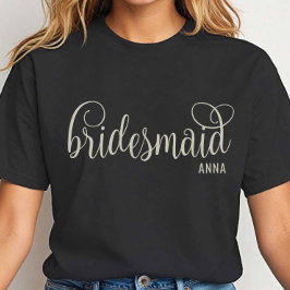 Fancy Off-White Script Bruidsmeisje Bachelorette T-shirt