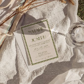 Fancy Old Money Olive Green Luxury QR Code Wedding Kaart