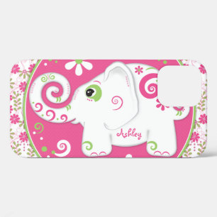 Fancy olifant Bloemen Roze Groen iPhone 12 Hoesje