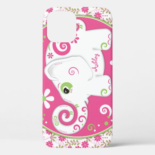 Fancy olifant Bloemen Roze Groen Case-Mate iPhone Case (Achterkant)