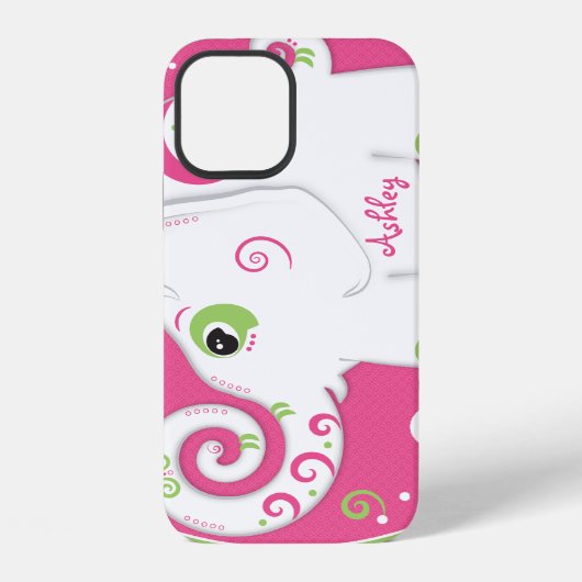 Fancy Olifant Bloemig Roze Groen iPhone Hoesje (Achterkant)