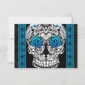 Fancy olifantensuikerschedeldag van het dode blauw RSVP kaartje (Achterkant)