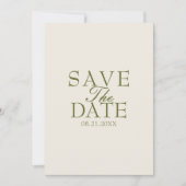 Fancy Olijfgroen Crème Oud Geld Retro Bruiloft Save The Date (Voorkant)
