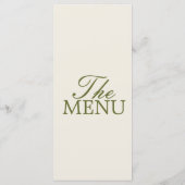 Fancy Olijfgroen Oud Geld Retro Bruiloft Menu (Achterkant)