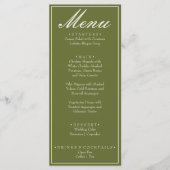 Fancy Olijfgroen Oud Geld Retro Bruiloft Menu (Voorkant)