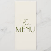 Fancy Olijfgroen Oud Geld Retro Luxe Trouwen Menu (Achterkant)