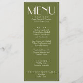 Fancy Olijfgroen Oud Geld Retro Luxe Trouwen Menu (Voorkant)
