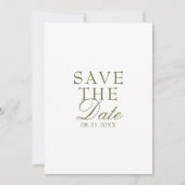 Fancy Olijfgroen Witte Bloemige Oude Geld Huwelijk Save The Date (Voorkant)
