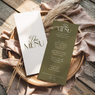 Fancy Olijfgroene Boho Old Money Boho Bruiloft Menu