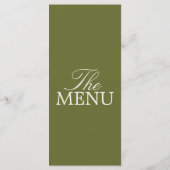 Fancy Olijfgroene Crème Oude Geld Luxe Trouw Menu (Achterkant)