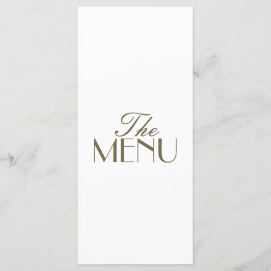 Fancy Olive Green Boho Old Money Boho Wedding Menu (Achterkant)