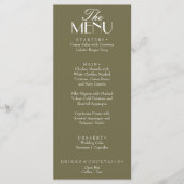 Fancy Olive Green Boho Old Money Boho Wedding Menu (Voorkant)