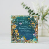 Fancy onder het Zee verjaardagsfeest Kaart (Staand voorkant)
