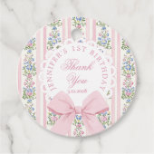 Fancy One Blush roze Boog verjaardag Bedankt Bedankjes Labels (Voorkant)