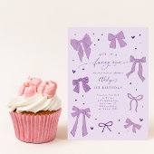 Fancy ONE Coquette Bow Paarse verjaardagsfeestje Kaart