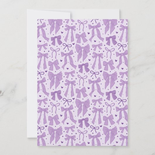 Fancy ONE Coquette Bow Paarse verjaardagsfeestje Kaart (Achterkant)