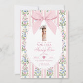 Fancy One Pink Bow Photo Love Shack 1e verjaardag Kaart (Voorkant)