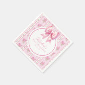 Fancy One Pink Coquette Bow Eerste Verjaardag Servet (Hoek)