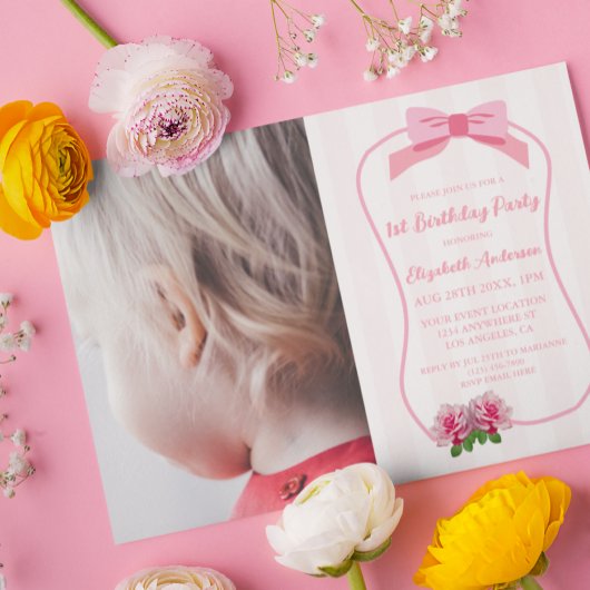 Fancy One Strik Florale 1e Verjaardag Kaart