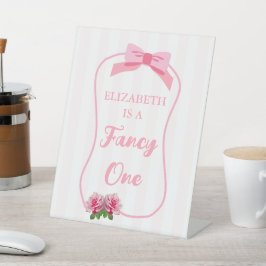 Fancy One Strik Florale 1e Verjaardag Reclamebord Met Voetstuk