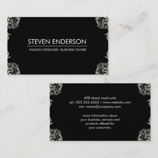 Fancy ontwerper Mode hoeken Visitekaartje (Voorkant / Achterkant)