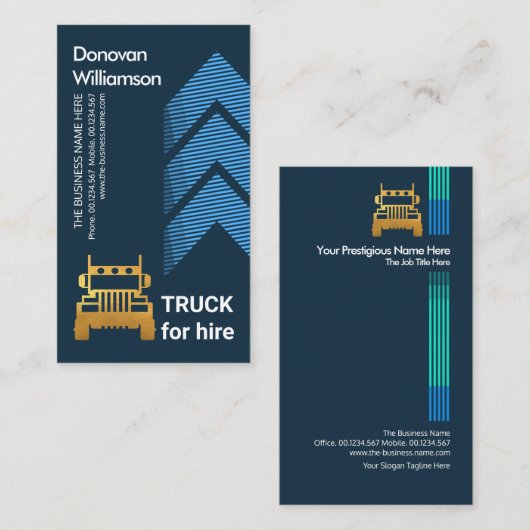 Fancy opwaarts logistiek verkeer van bewegende pij visitekaartje (Voorkant / Achterkant)