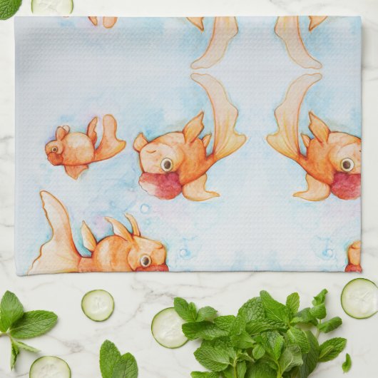Fancy Oranda Goldfish Theedoek (Gevouwen)