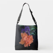 Fancy Oranje Hibiscus Blossom Black Gepersonalisee Crossbody Tas (Achterkant)