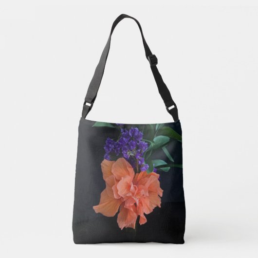 Fancy Oranje Hibiscus Blossom Black Gepersonalisee Crossbody Tas (Achterkant)