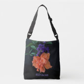 Fancy Oranje Hibiscus Blossom Black Gepersonalisee Crossbody Tas (Voorkant)