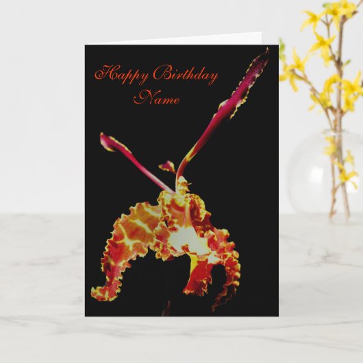 Fancy orchidee ventilator Aangepaste Birthday Kaar Kaart (Gele Bloem)