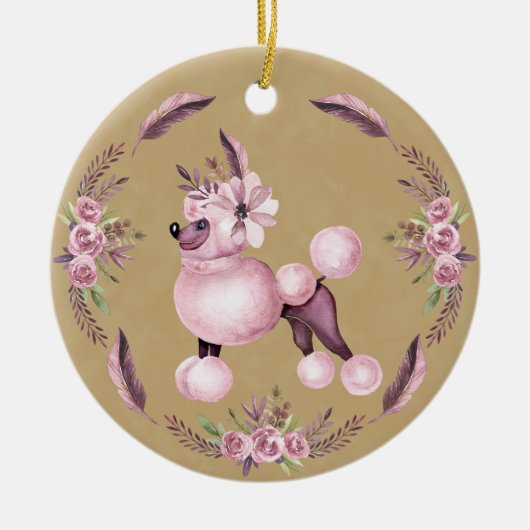 Fancy Ornament van de Franse Poodle Floral (Voorkant)