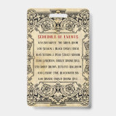 Fancy, oud, gefaseerd kaartschema badge (Achterkant)