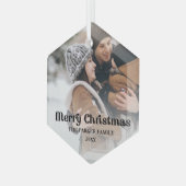 Fancy overlay  tekst Vergroente kerstmis Glas Ornament (Voorkant links)