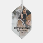 Fancy overlay tekst Vergroente kerstmis Glas Ornament (Voorkant Rechts)