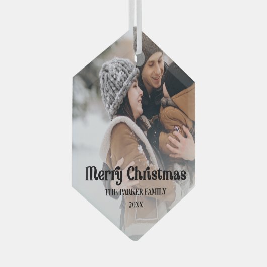 Fancy overlay  tekst Vergroente kerstmis Glas Ornament (Voorkant Rechts)