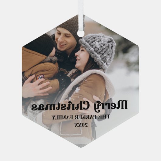 Fancy overlay tekst Vergroente kerstmis Glas Ornament (Achterkant)