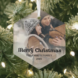 Fancy overlay tekst Vergroente kerstmis Glas Ornament