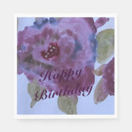 Fancy Paars Roos Flowered Napkins Servetten