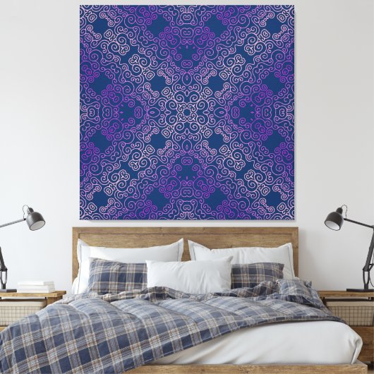 fancy paarse arabesk ontwerp canvas afdruk (Insitu (Slaapkamer))