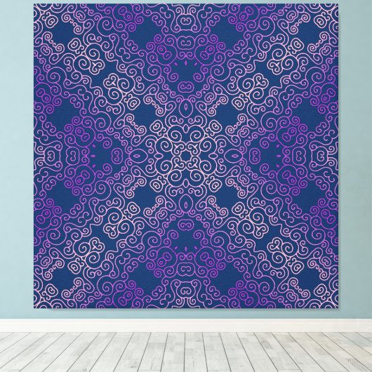 fancy paarse arabesk ontwerp canvas afdruk (Insitu (Houten vloer))