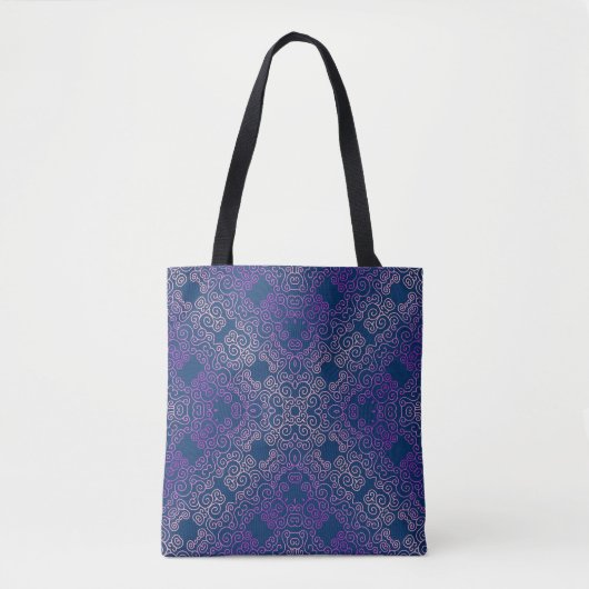 fancy paarse arabesk ontwerp tote bag (Voorkant)
