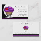 Fancy Paarse Cupcake Pedestal Visitekaartjes (Voorkant / Achterkant)