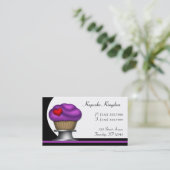 Fancy Paarse Cupcake Pedestal Visitekaartjes (Staand voorkant)