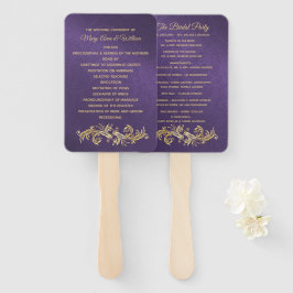 Fancy Paarse Damask Trouwprogramma Fan Handwaaier
