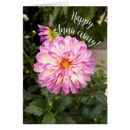 Fancy Paarse en Witte Dahlia Jubileum Kaart