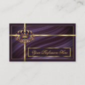 Fancy Paarse Gouden Kroon met QR Code Noble Visitekaartje (Voorkant)