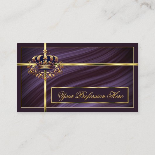 Fancy Paarse Gouden Kroon met QR Code Noble Visitekaartje (Voorkant)