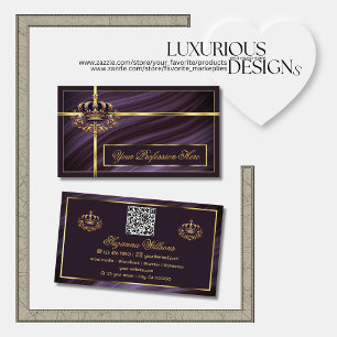 Fancy Paarse Gouden Kroon met QR Code Noble Visitekaartje